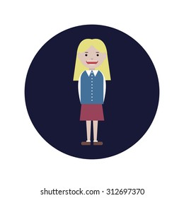 Cute Flat girl  icon. vector