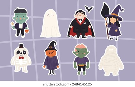 Cute Flat Halloween Characters Collection