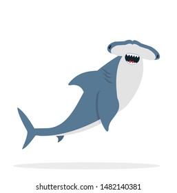 cute flat Hammerhead shark  vector