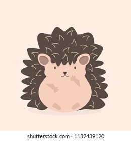 Cute flat Hedgehog cartoon character