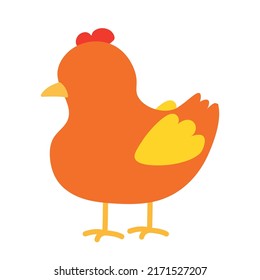 Cute Flat Hen Chicken Farm Collection Graphic Image in White Background