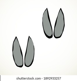 Cute flat hooves moose horse chamois stamp element set mud sand road backdrop. Closeup top macro view line hand drawn hunt elk impala cattle livestock zoo vet sketch design modern web art doodle style