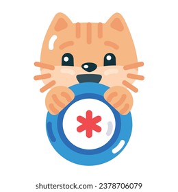 Cute flat icon of cat health 