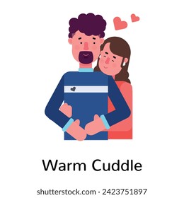 Cute flat icon depicting warm cuddle 