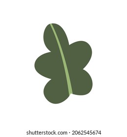 Cute flat icon of green fallen leaves. Autumn item, object. Decorative element, clipart for design of greeting cards, advertising banners and flyers, e-mails. Festive decor for Thanksgiving day.