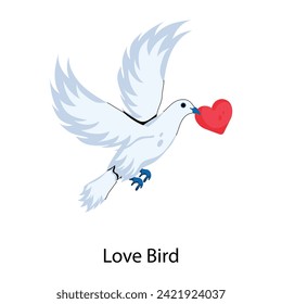 Cute flat icon of love bird  