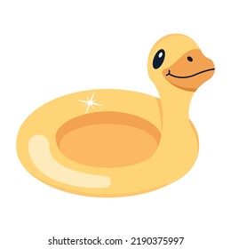 A cute flat icon of rubber duck 