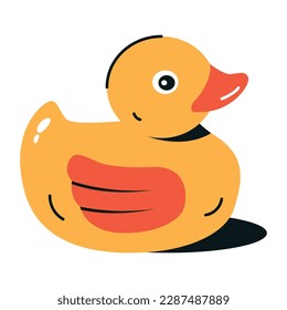 A cute flat icon of rubber duck 