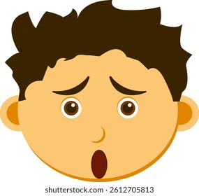 Cute Flat Icon of Shocked kid Face - Surprised Kid Avatar flat icon