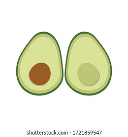 cute flat illustration avocado cut in half