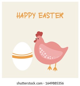 
Cute flat illustration with chicken for Easter
