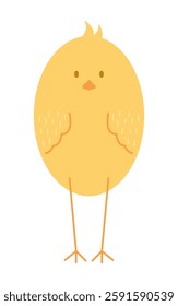 cute flat illustration of chicken standing. Design for Easter. Graphic spring element. For decoration, for printing
