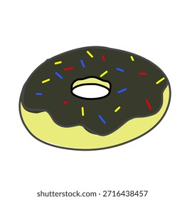 Cute flat illustration of a donut with sweet topping, perfect for bakery, dessert, food, café, and playful graphic design themes