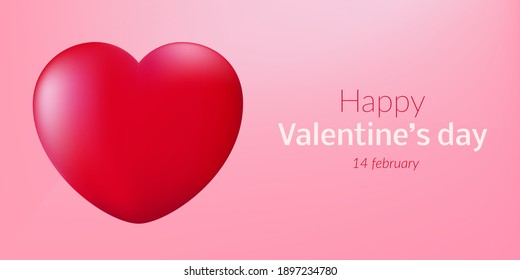 Cuidada ilustración plana con corazones rojos. Feliz diseño de tarjetas de felicitación de San Valentín. Postales dedicadas al Día de San Valentín con corazón en un fondo rosado.