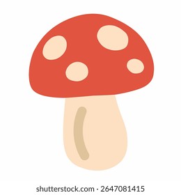 Cute flat illustration of wild mushrooms in cozy tones, great for nature, forest, and autumn themes.