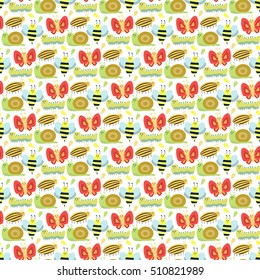 Cute flat insects vector