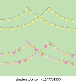 Cute flat light bulb decoration, vector. Perfect for decoration of  invitiation wedding card.