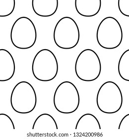 Cute flat line egg pattern with linear eggs. Sweet vector black and white egg pattern. Seamless monochrome simple egg pattern for textile, wallpapers, wrapping paper, cards and web backgrounds.