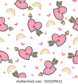 Cute flat love with arrow pattern illustrations