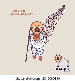 A cute flat and minimal illustration of Mahatma Gandhi for the occasion of his Birth Anniversary. Full name "Mr. Mohandas Karmachand Gandhi."