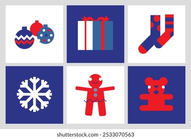 Lindo plano Año Nuevo Víspera de Invierno Oso de Peluche Caramelo Copo de Nieve Ilustraciones de Regalo Navidad