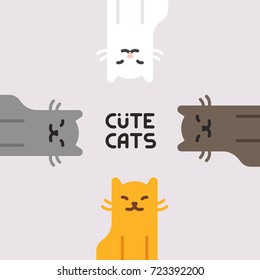 Cute flat pastel cat portrait. Vector flat illustration. 