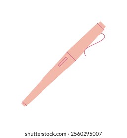 Cute flat pen for writing messages and notes on stationery or card. Pink design, perfect for love on happy occasions and romantic holidays. Ideal creating personalized invitations greetings.