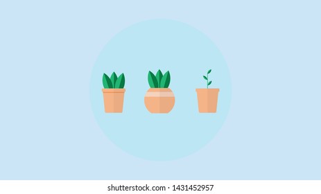 Cute Flat Plant Icon Vector.