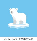 Cute Flat Polar Bear on Ice Floe