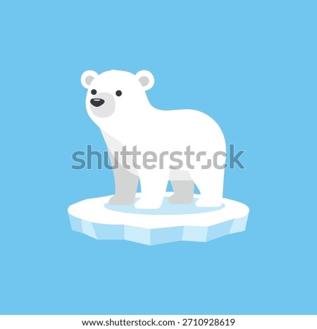 Cute Flat Polar Bear on Ice Floe