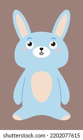 Cute flat rabbit isolated on brown background