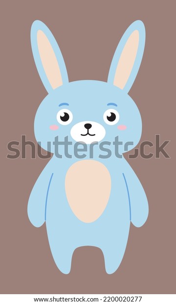 Cute Flat Rabbit Isolated On Brown Stock Vector (Royalty Free ...