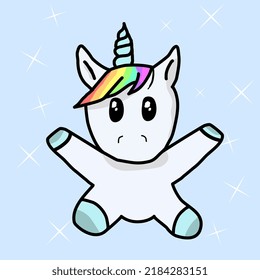 Cute flat rainbow unicorn vector