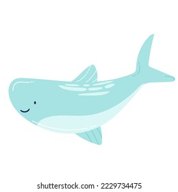 cute flat shark. cartoon vector illustration isolated.