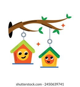 Here’s a cute flat sicker of hanging birdhouses 