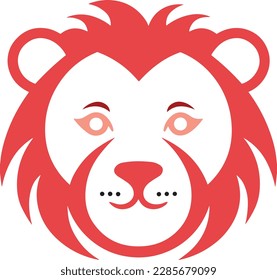 Cute Flat Simple Lion Face