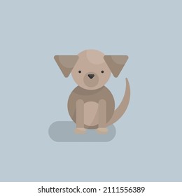 Cute flat and simple vector illustration with home or farm pet, dog