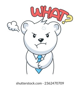 Cute flat sticker of an angry bear 