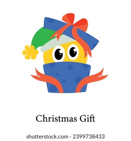 Cute flat sticker of christmas gift 