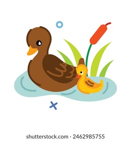 Cute flat sticker of a duck mom 