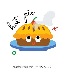 A cute flat sticker of hot pie 
