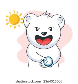 Cute flat sticker of laughing bear