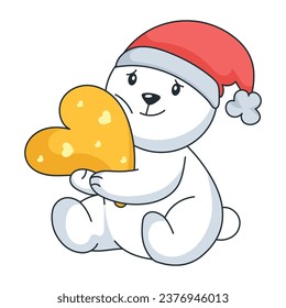 Cute flat sticker of a lovely bear 