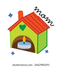 Cute flat sticker of a mom house 