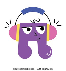 A cute flat sticker of music headphones 