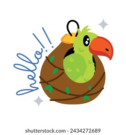 A cute flat sticker of parrot nest 