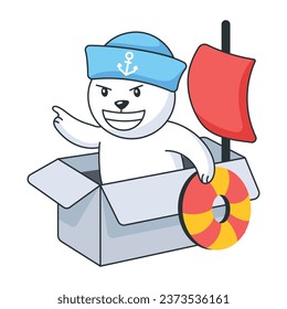 Cute flat sticker of pirate teddy 