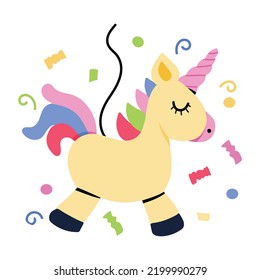 A cute flat sticker of unicorn