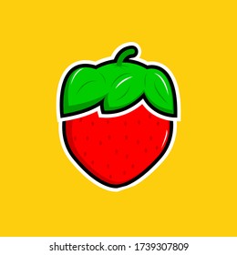 Cute flat strawberry vector icon