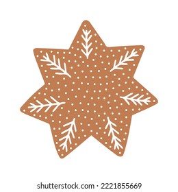 Cute flat style ginger cookie with white icing vector illustration
